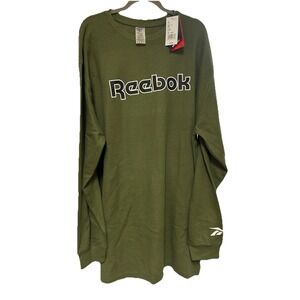Reebok Crew Neck Waffle Knit Sweater LS Shirt Men 2X TALL Green NEW